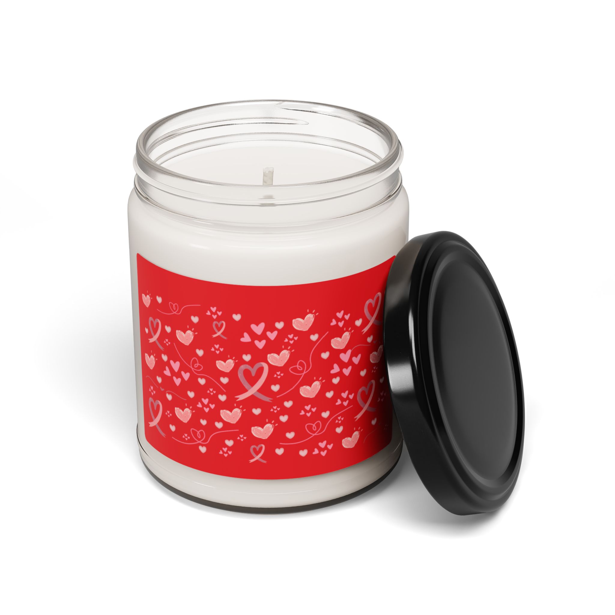Breast Cancer Ribbon hearts Scented Candle, 9oz - Image 3