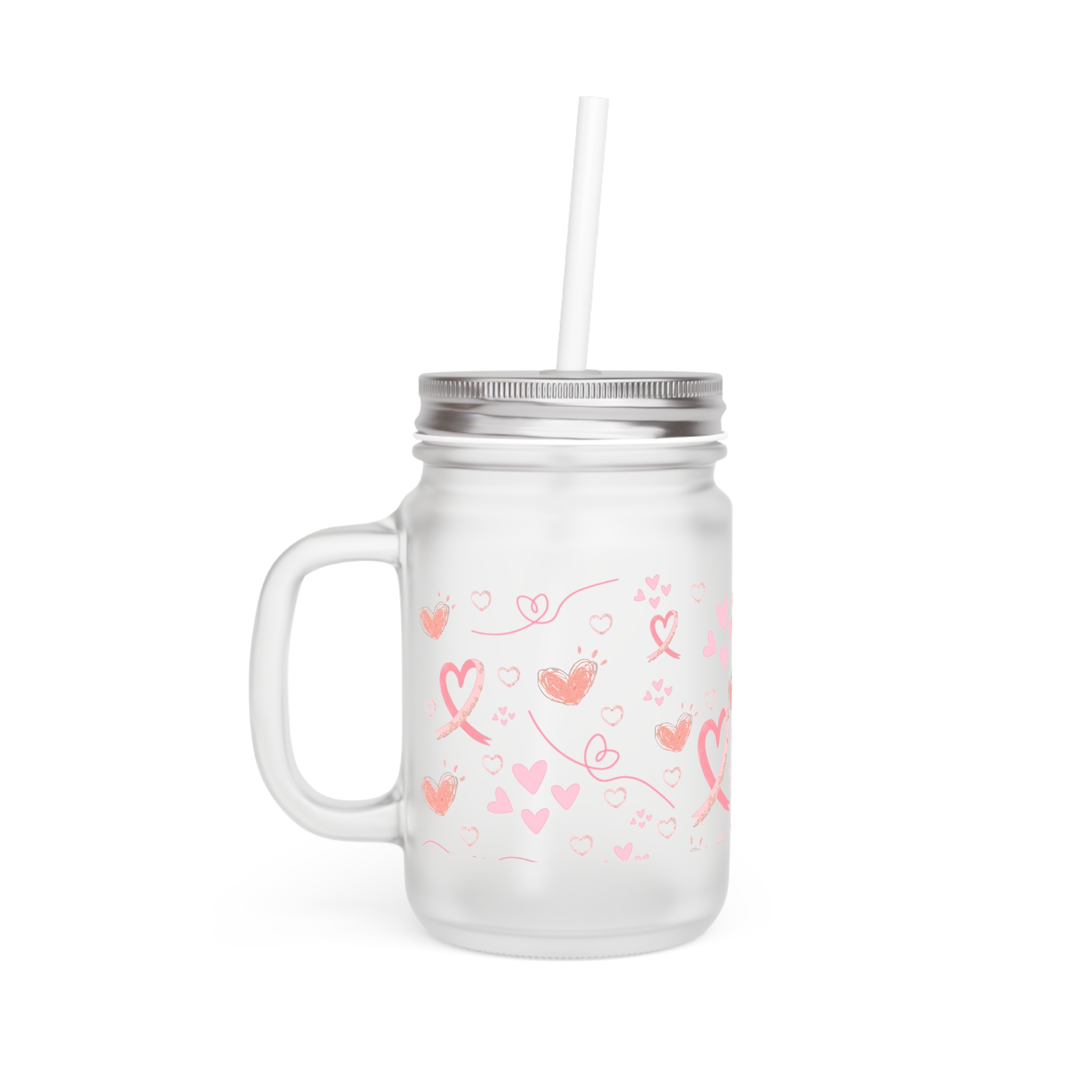 Breast cancer ribbon- hearts Mason Jar - Image 2