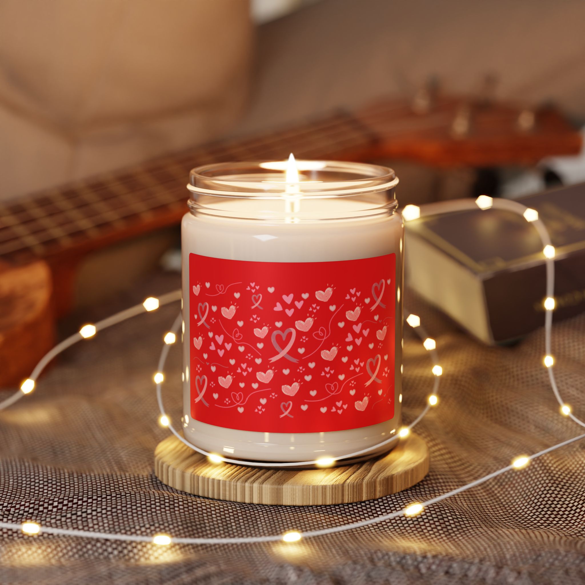 Breast Cancer Ribbon hearts Scented Candle, 9oz - Image 4