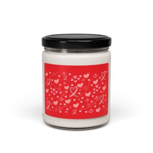 Breast Cancer Ribbon hearts Scented Candle, 9oz