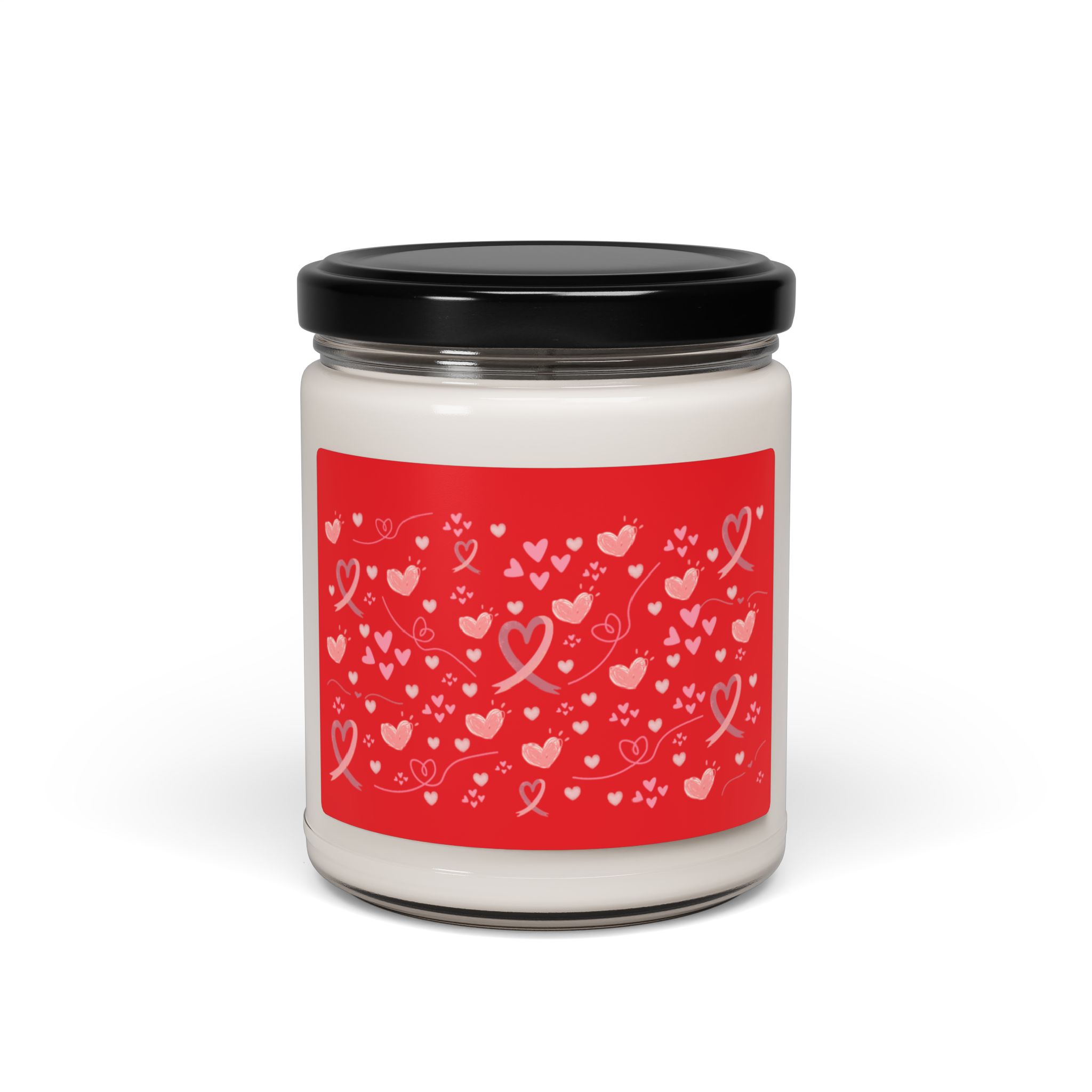 Breast Cancer Ribbon hearts Scented Candle, 9oz