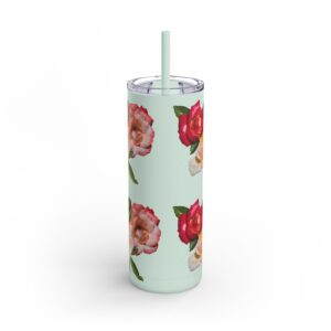 Floral Maars Matte Tumbler with Straw, 20oz