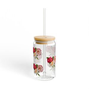 Floral Sipper Glass, 16oz