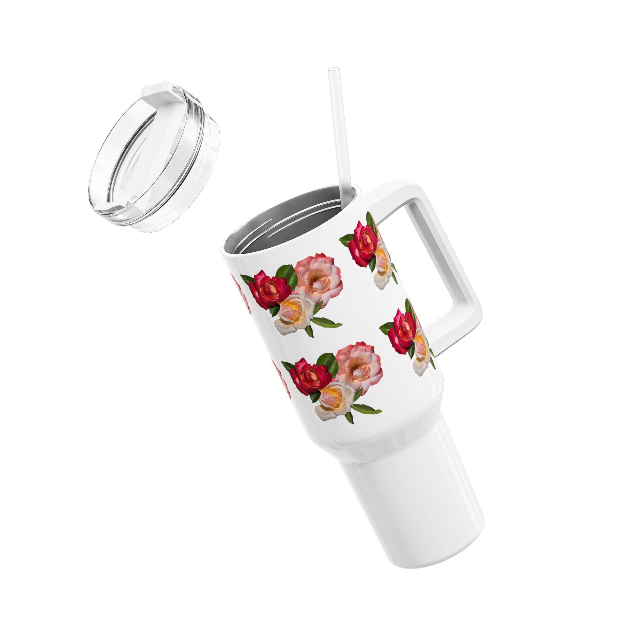 Floral 40oz Stainless SteelTumbler with Straw - Image 2
