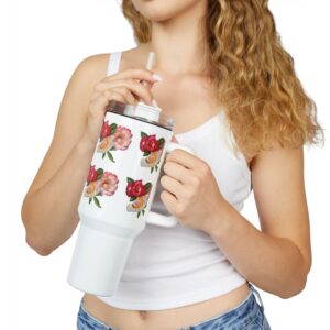 Floral 40oz Stainless SteelTumbler with Straw
