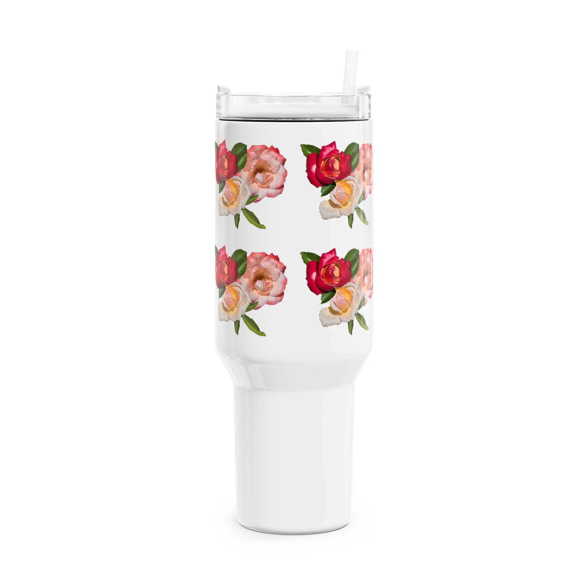 Floral 40oz Stainless SteelTumbler with Straw - Image 3