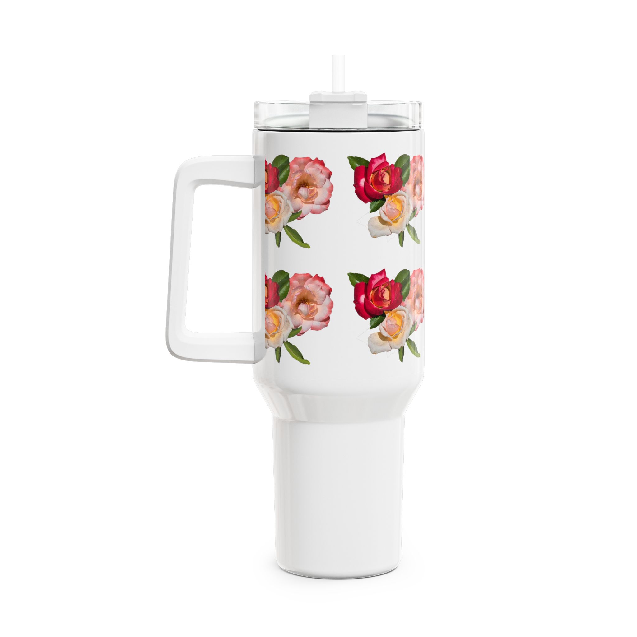 Floral 40oz Stainless SteelTumbler with Straw - Image 4