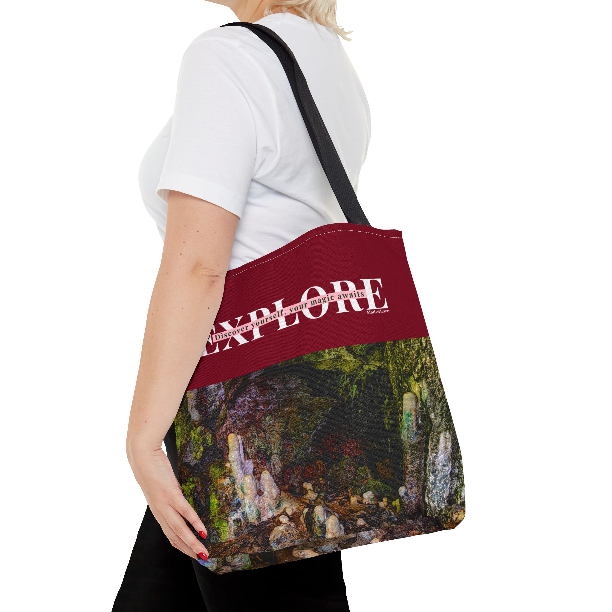 Explore Amabere Caves Burgundy Tote Bag - Image 8