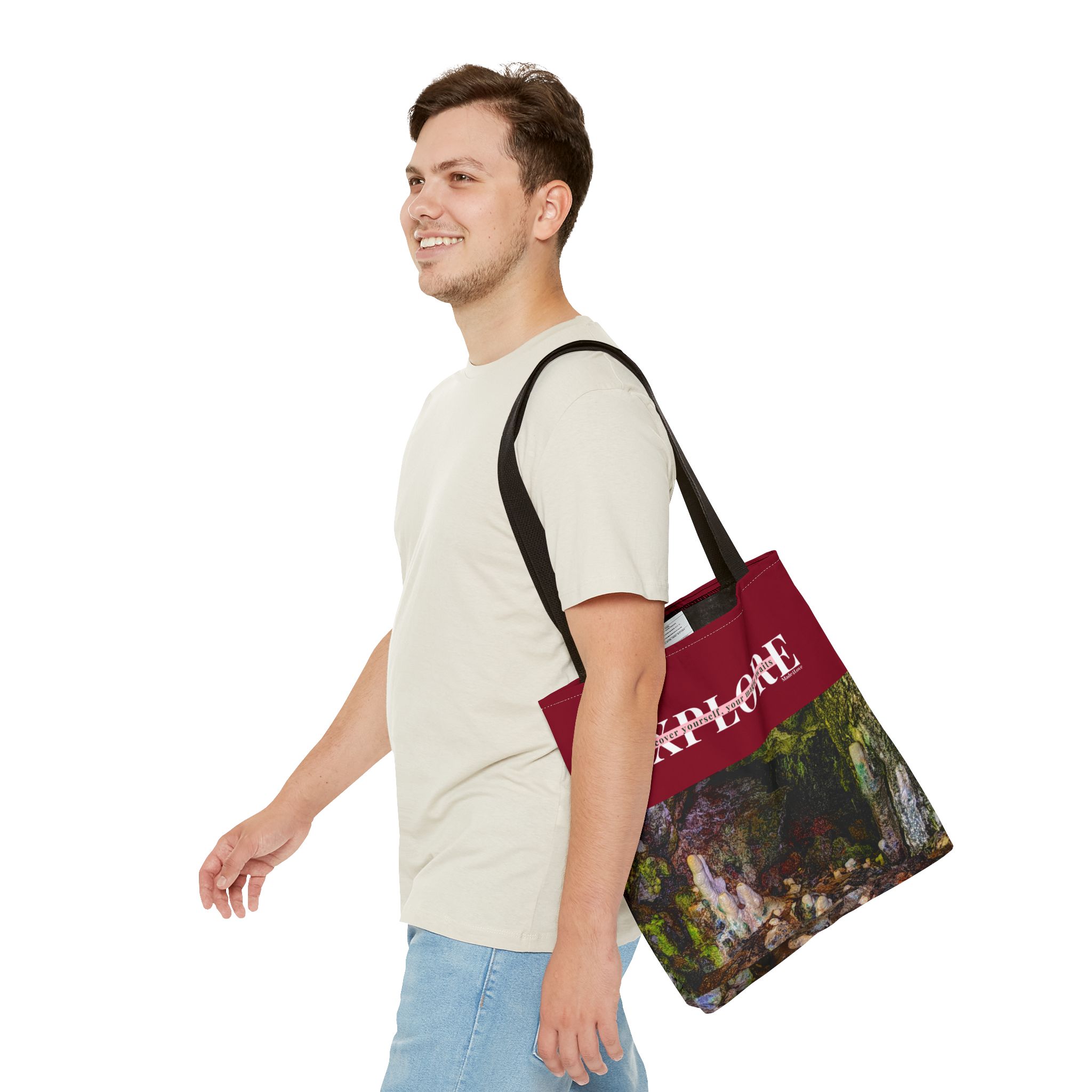 Explore Amabere Caves Burgundy Tote Bag - Image 7