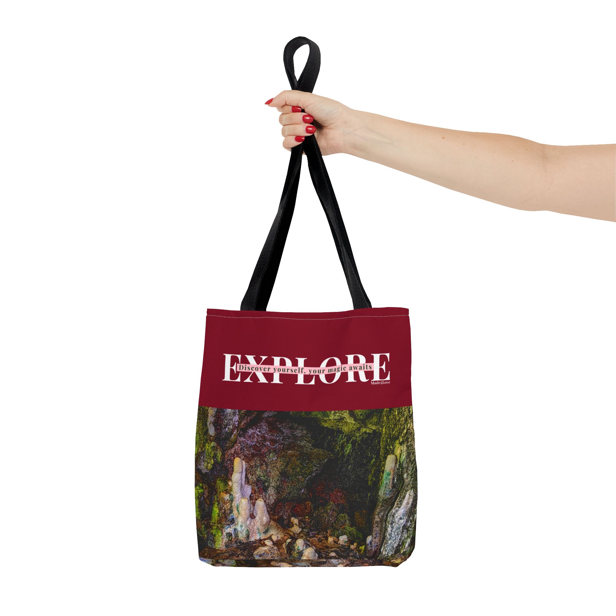 Explore Amabere Caves Burgundy Tote Bag - Image 4