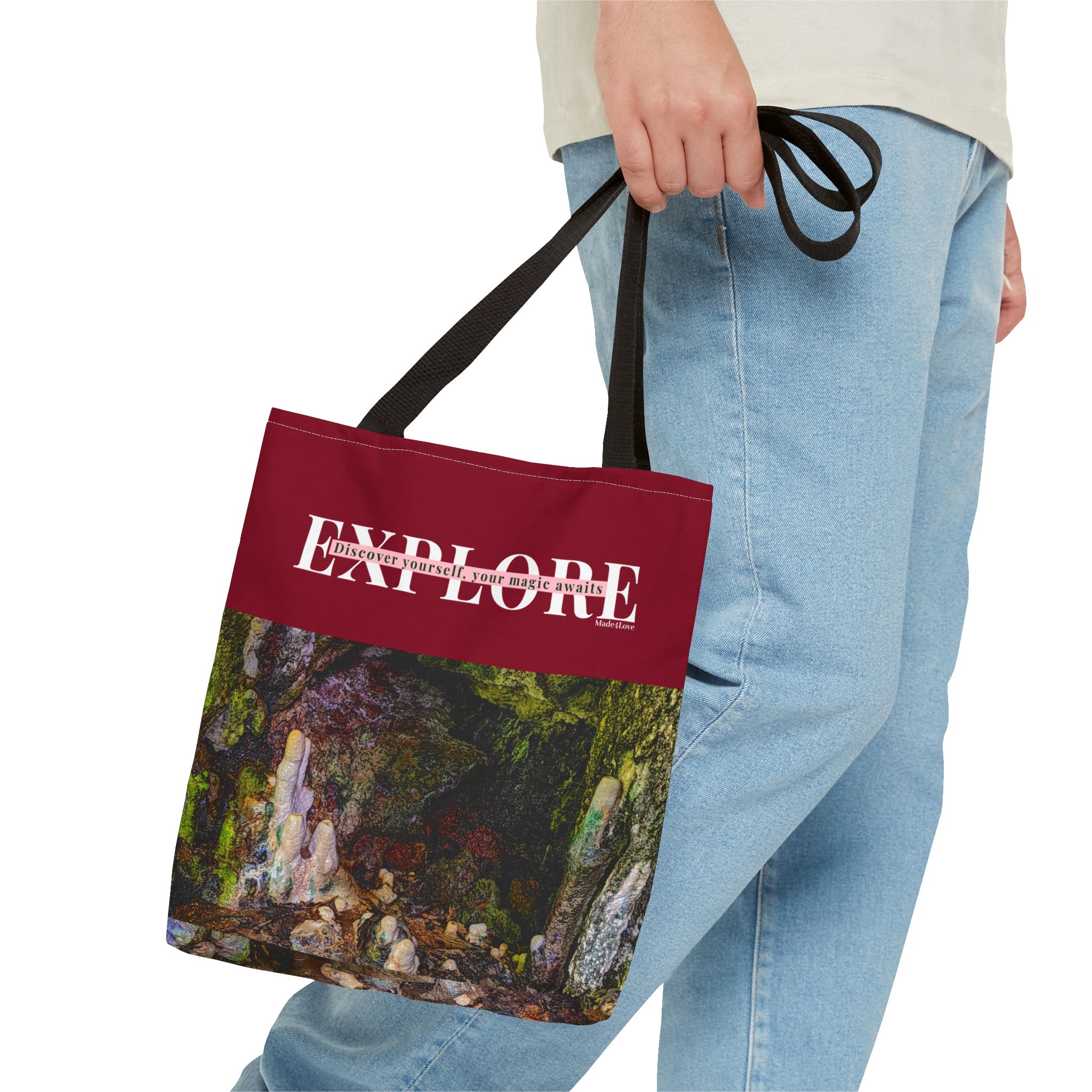 Explore Amabere Caves Burgundy Tote Bag - Image 3