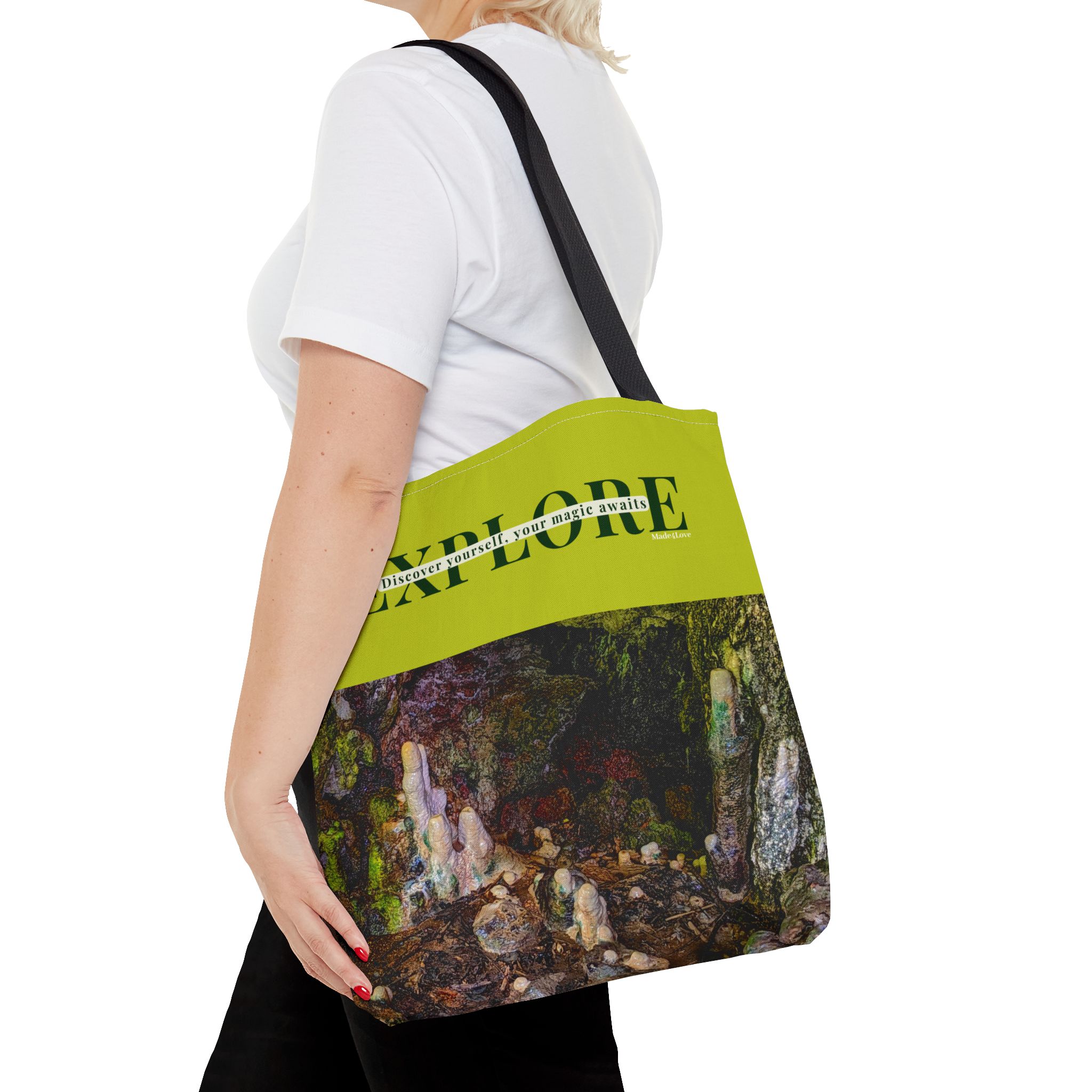 Explore Amabere Caves Pear Green Tote Bag - Image 8